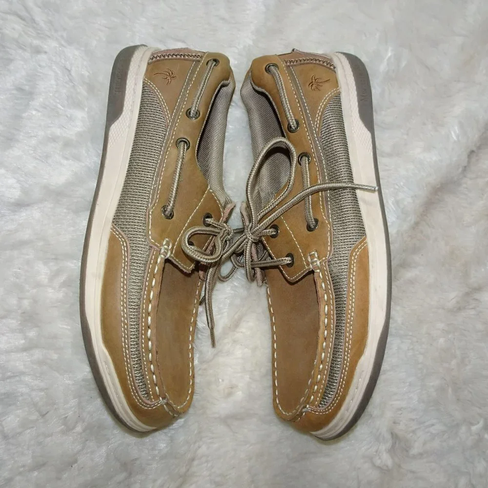 Margaritaville Tan Leather Boat Shoes Size 10